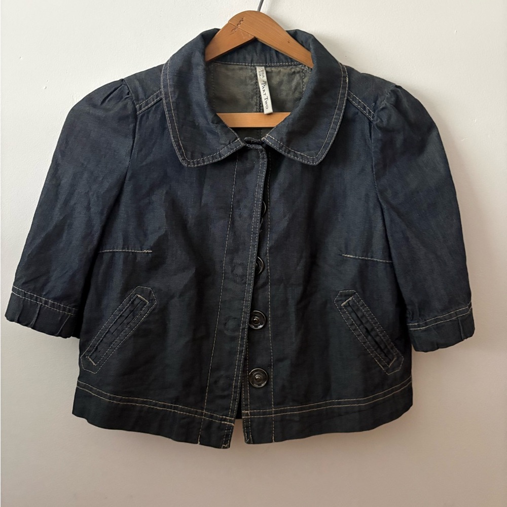 Women's Dark Denim Short Jacket Blouse